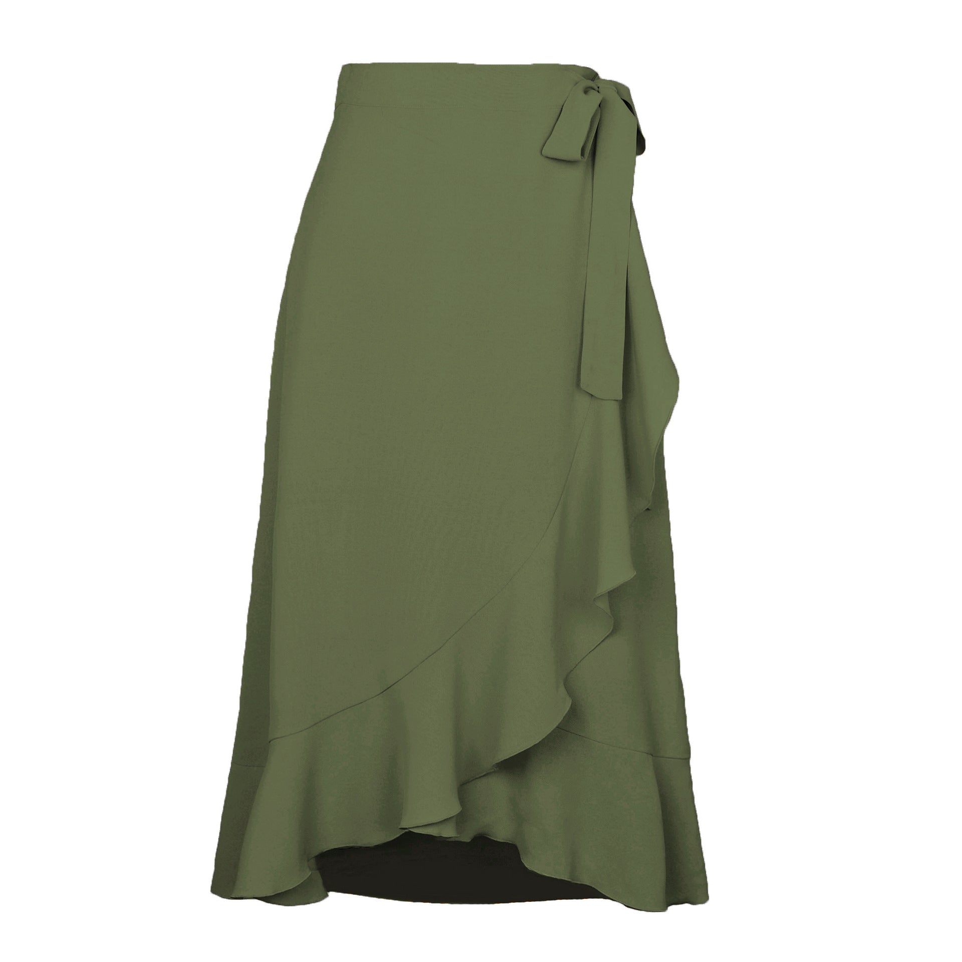 High Waist Wrap Vacation Style Ruffled Irregular Long Skirts
