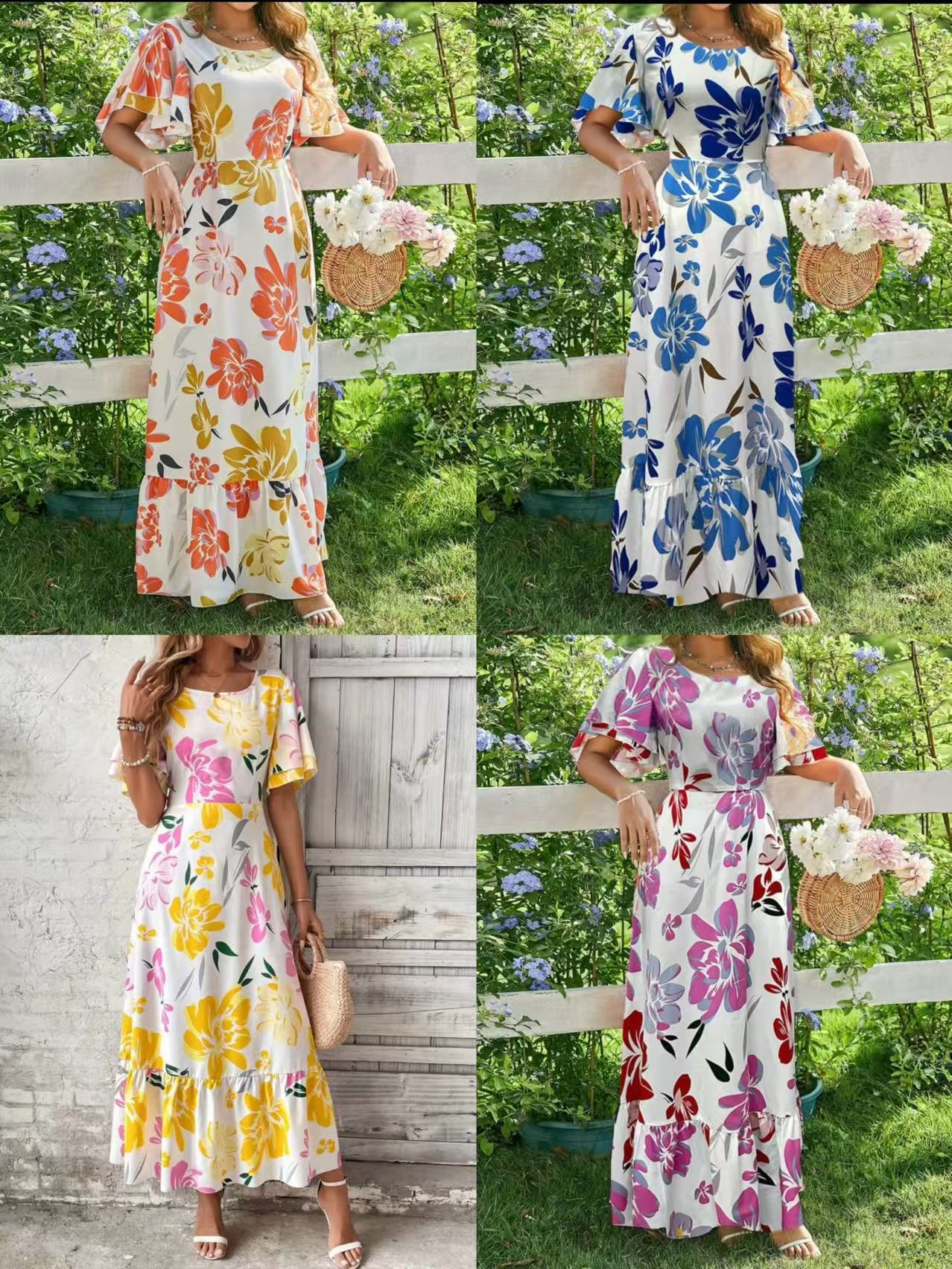 Women's Summer Floral Art Printed Elegant Dress