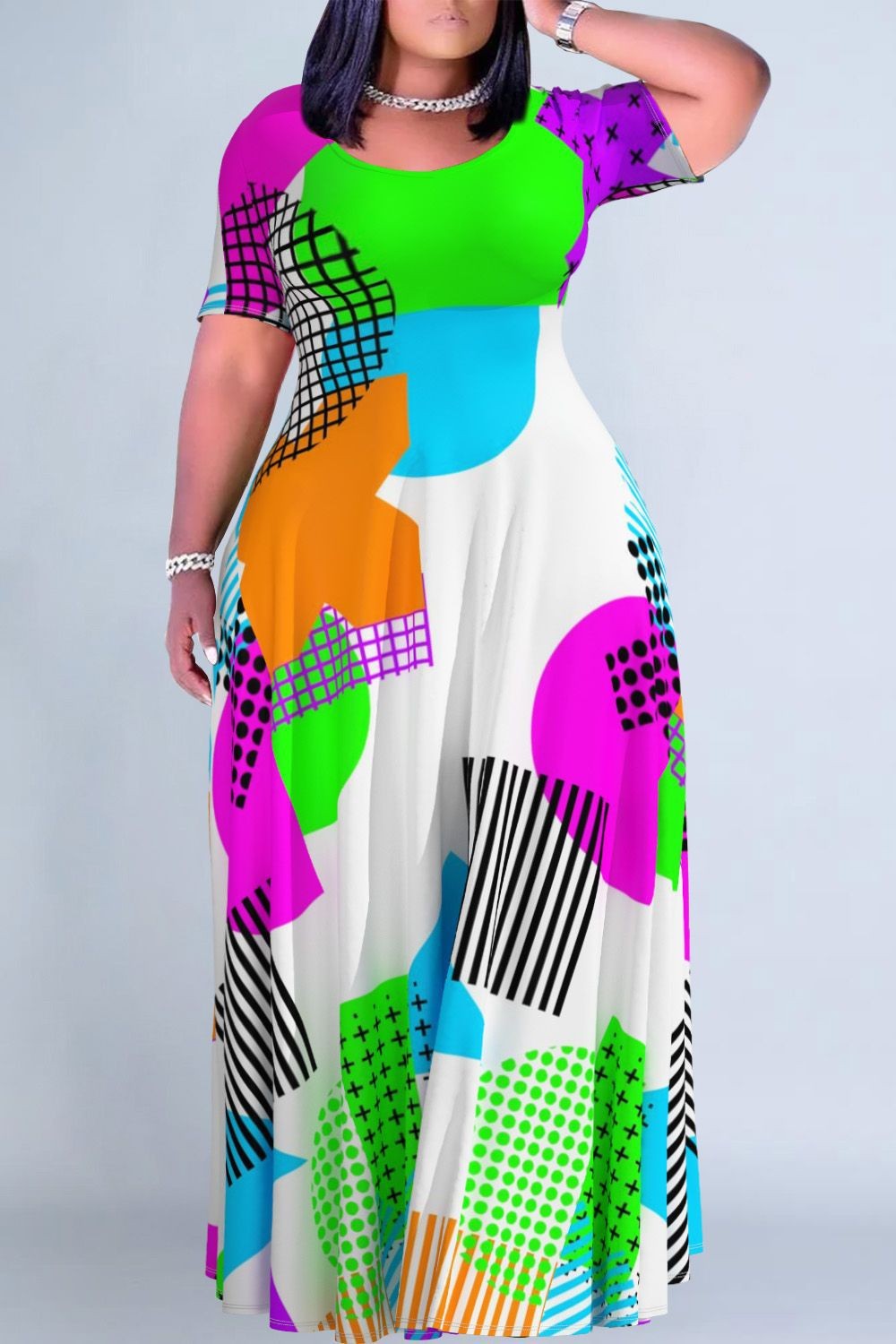 Women's Floral Print Round Neck Exotic Vacation Style Dress