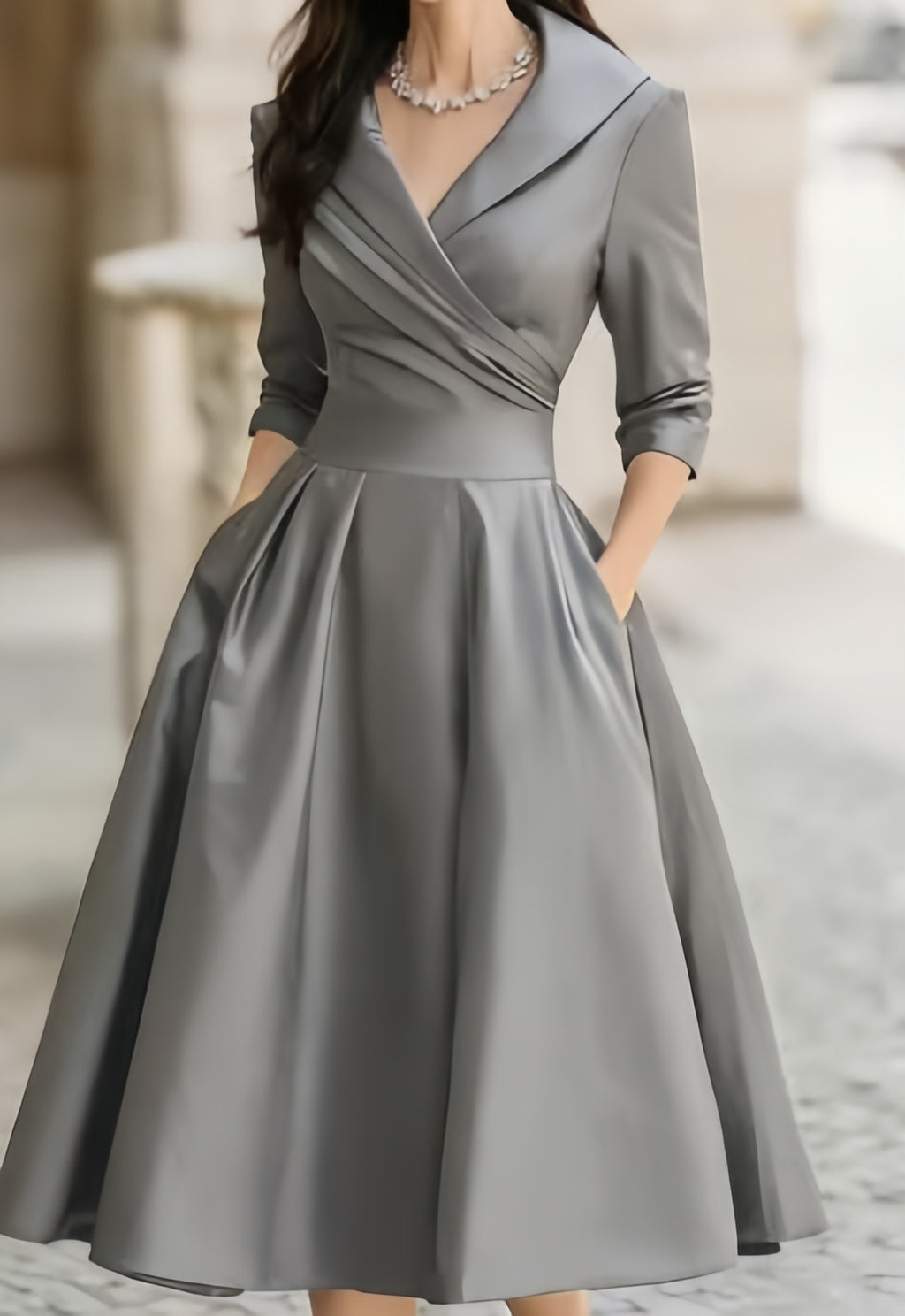 Women's Elegant Formal Waist Slimming Long Sleeve Dress