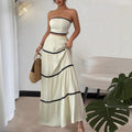 Leisure Graceful Tube Lace Long Stitching Dress