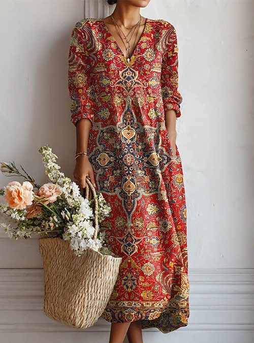 Women's Loose Fashion Long Sleeve Printed Jumpsuits