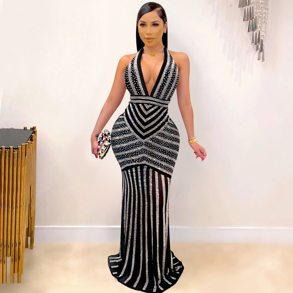 Fashion Deep Backless Nightclub Party Formal Dress