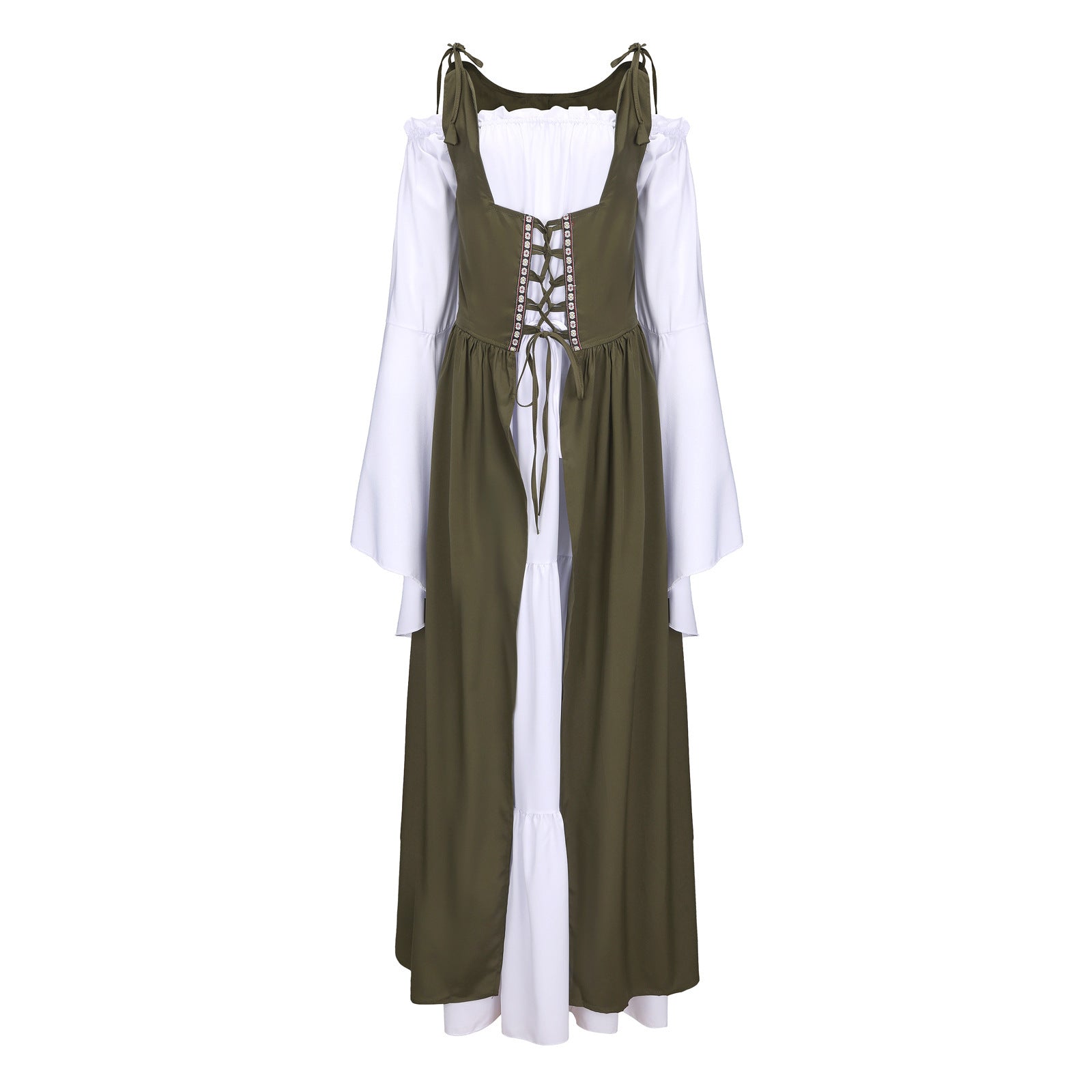Square Collar Tied Waist Medieval Renaissance Dress