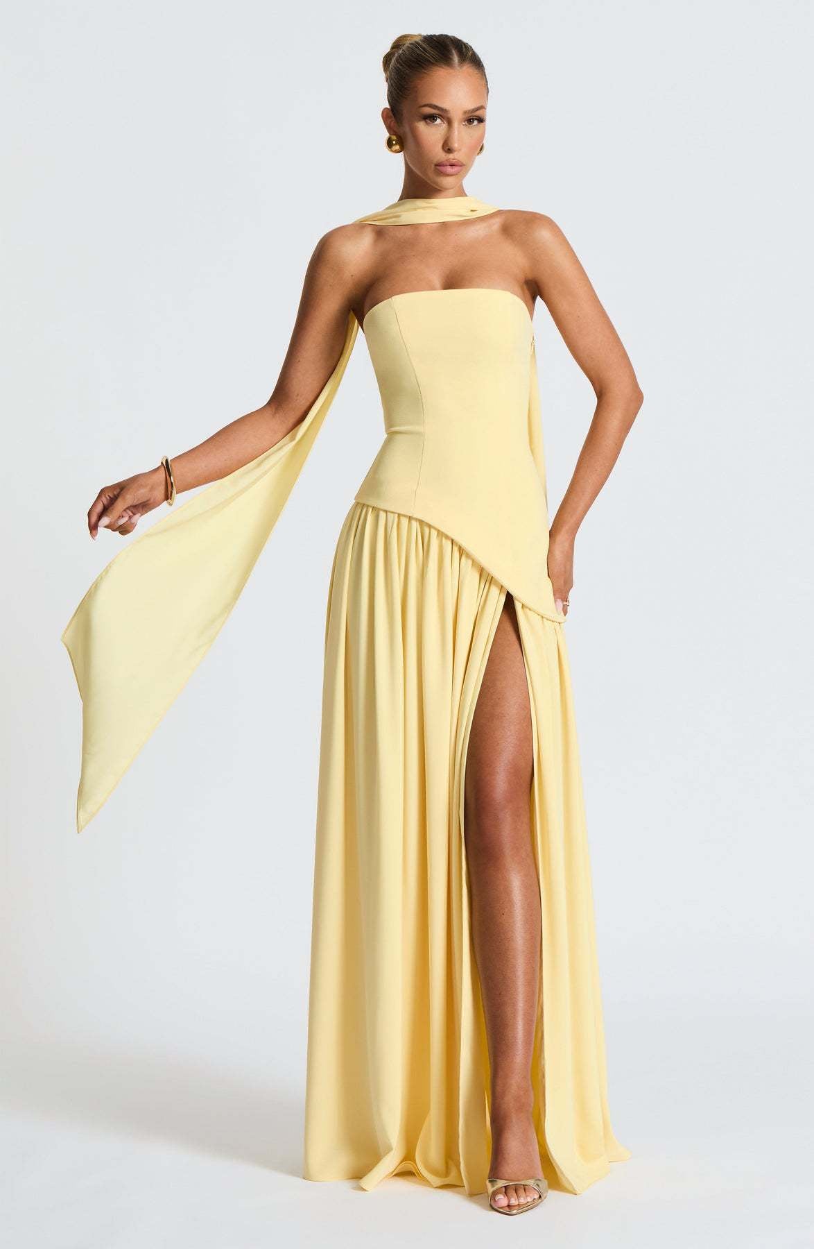 Women's Tube Pure Color Tied Fashion Sexy Backless High Slit Dress