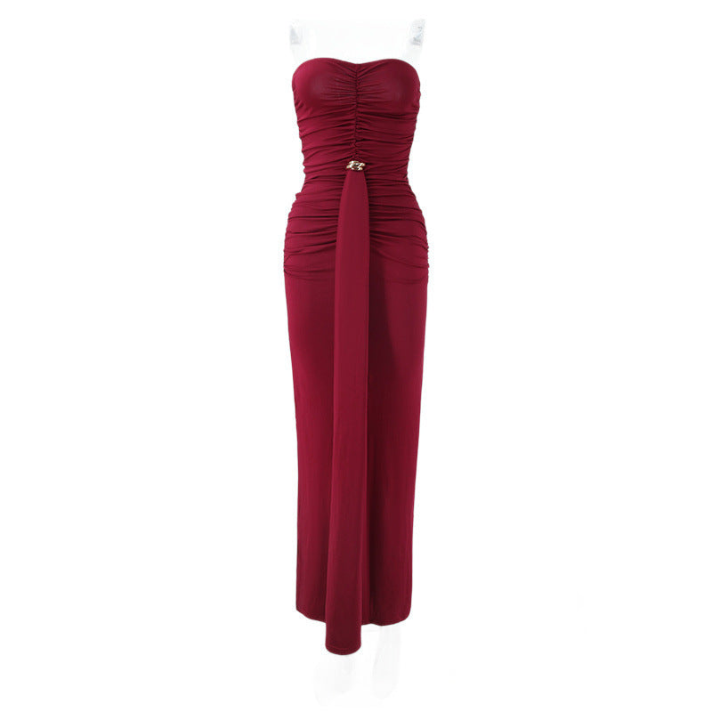 Women's Elegant Pleated Three-dimensional Design High-grade Backless Dress