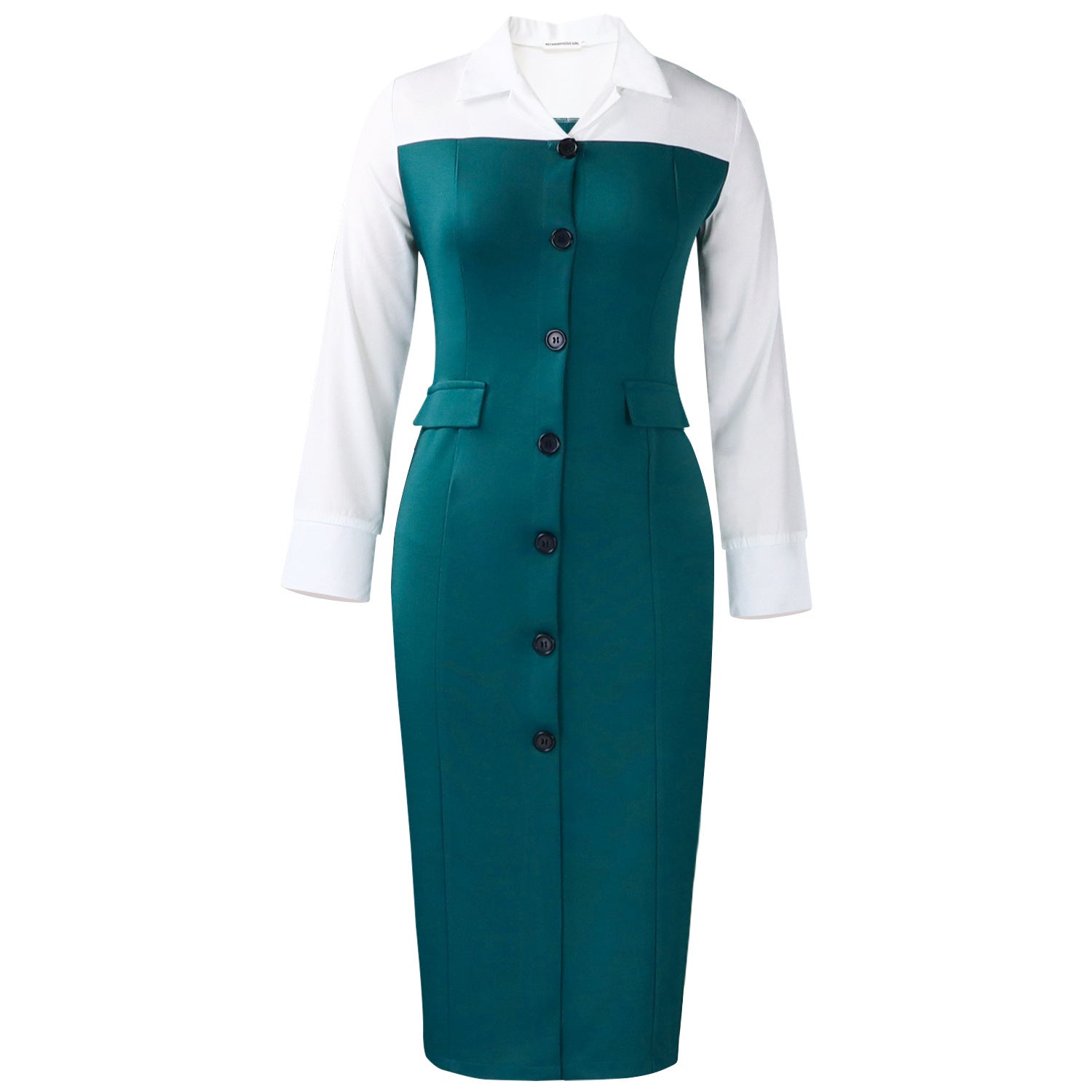 Women's Temperament Commute Stitching Shirt Long Sleeve Dress