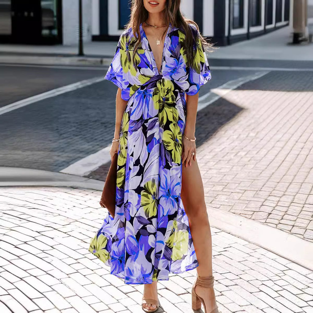 Women's Sexy Hot Fashion Printed Deep V Dress