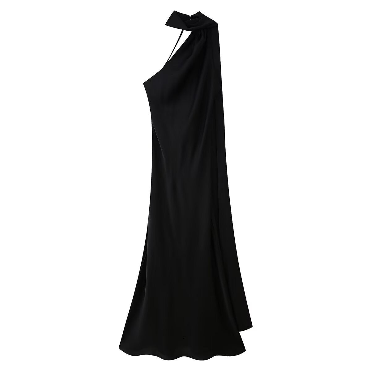 Women's Summer Silk Satin Texture Ribbon Halter Dress