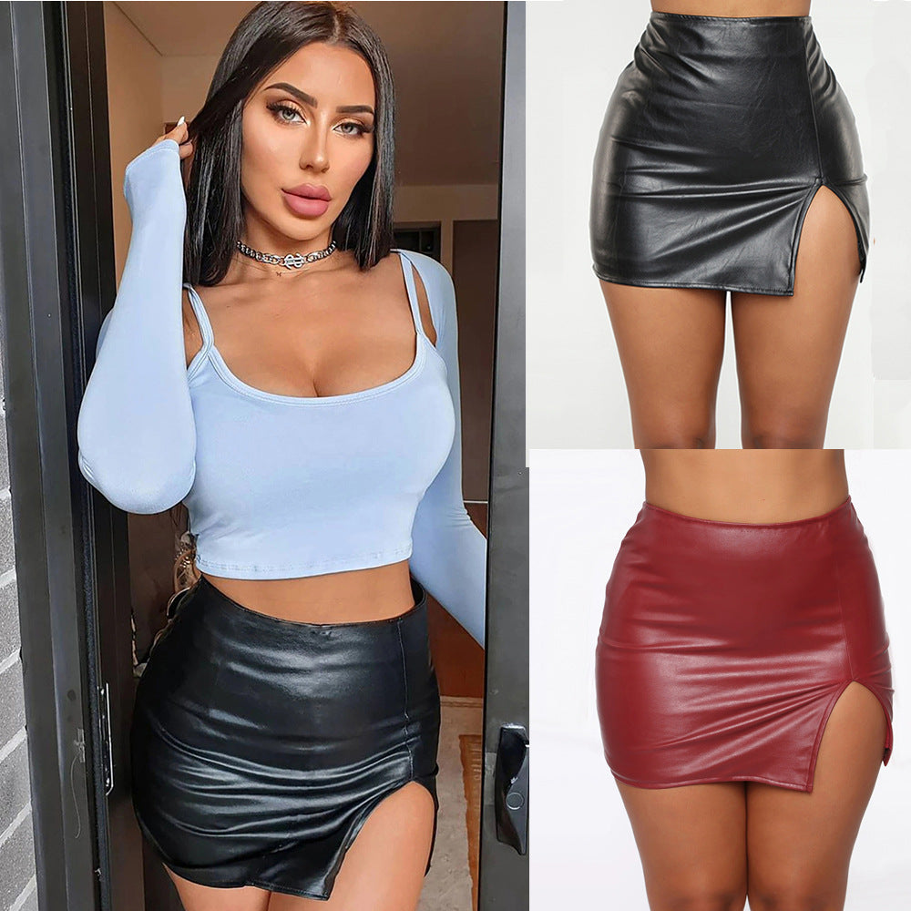 Unique Fashion Women's Sexy Leather Nightclub Skirt
