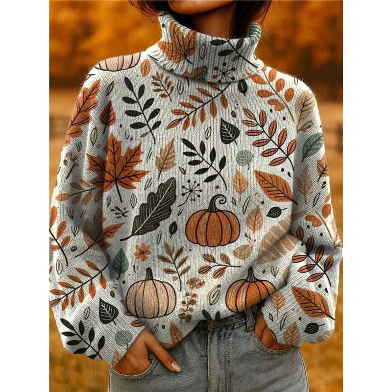 Innovative Women's Christmas Printed Wear Turtleneck Women's T-shirt