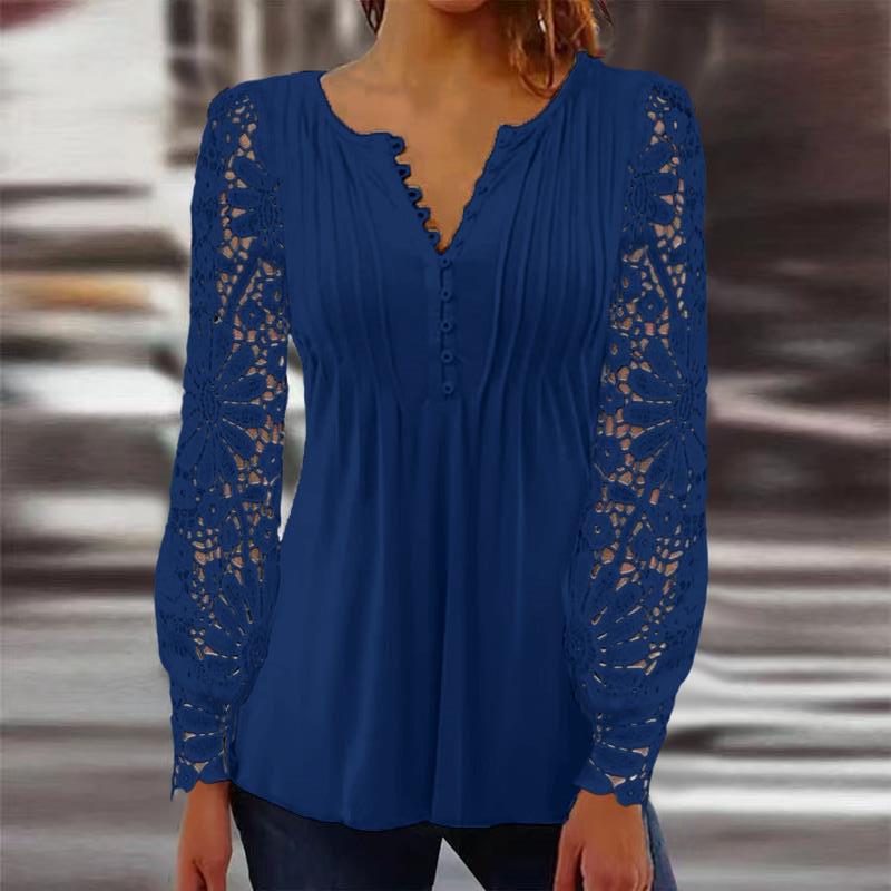 Pretty Women's Spring Fashion Lace Long-sleeved Women's T-shirt