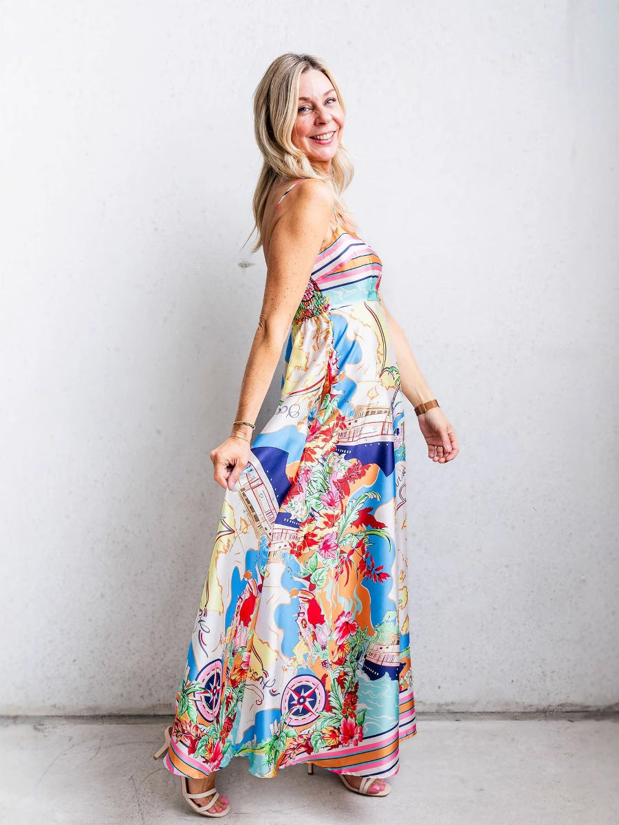 Women's Summer High Waist Print Vacation Style Clothing