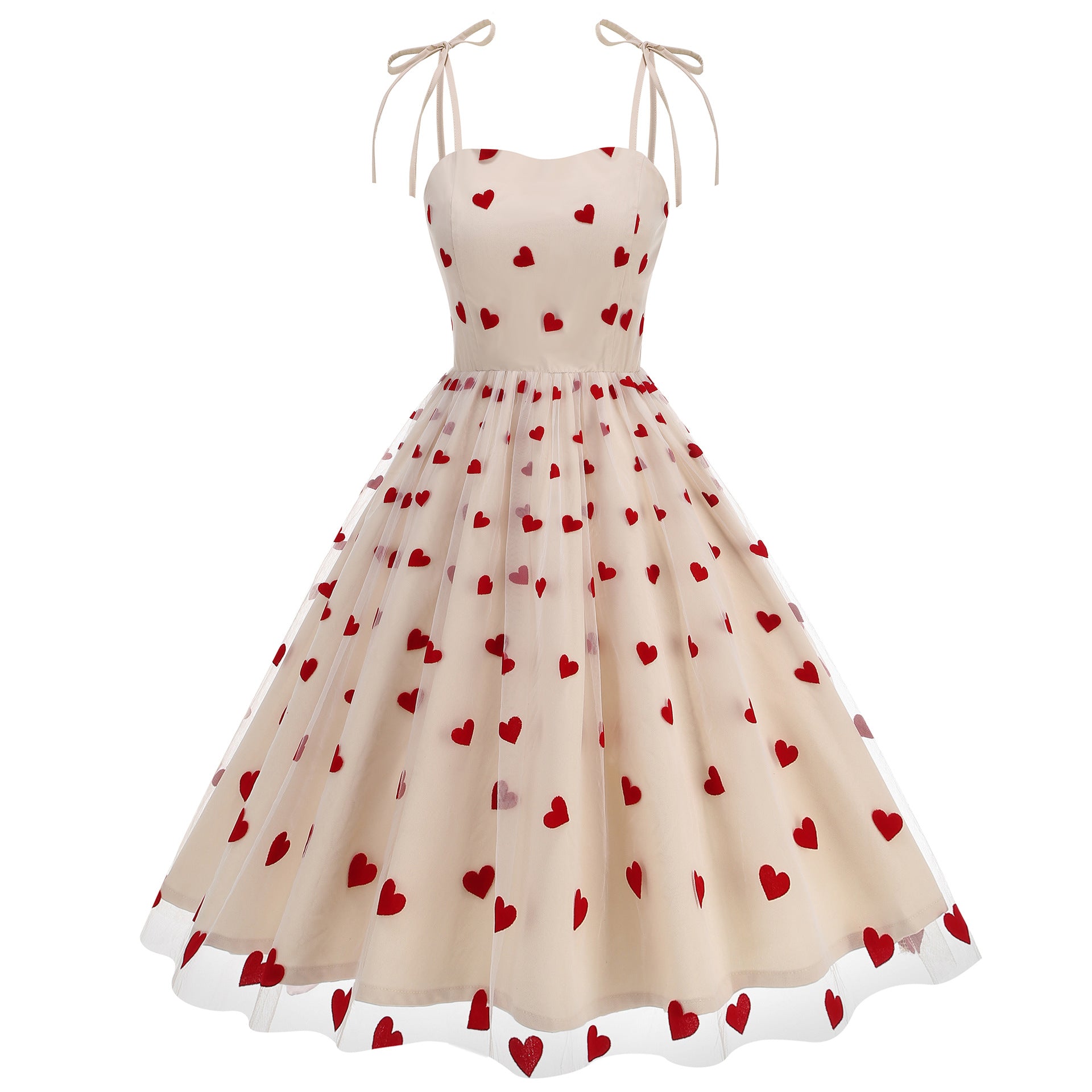 Strap Embroidery Mesh Valentine's Day Couple Fresh Dress