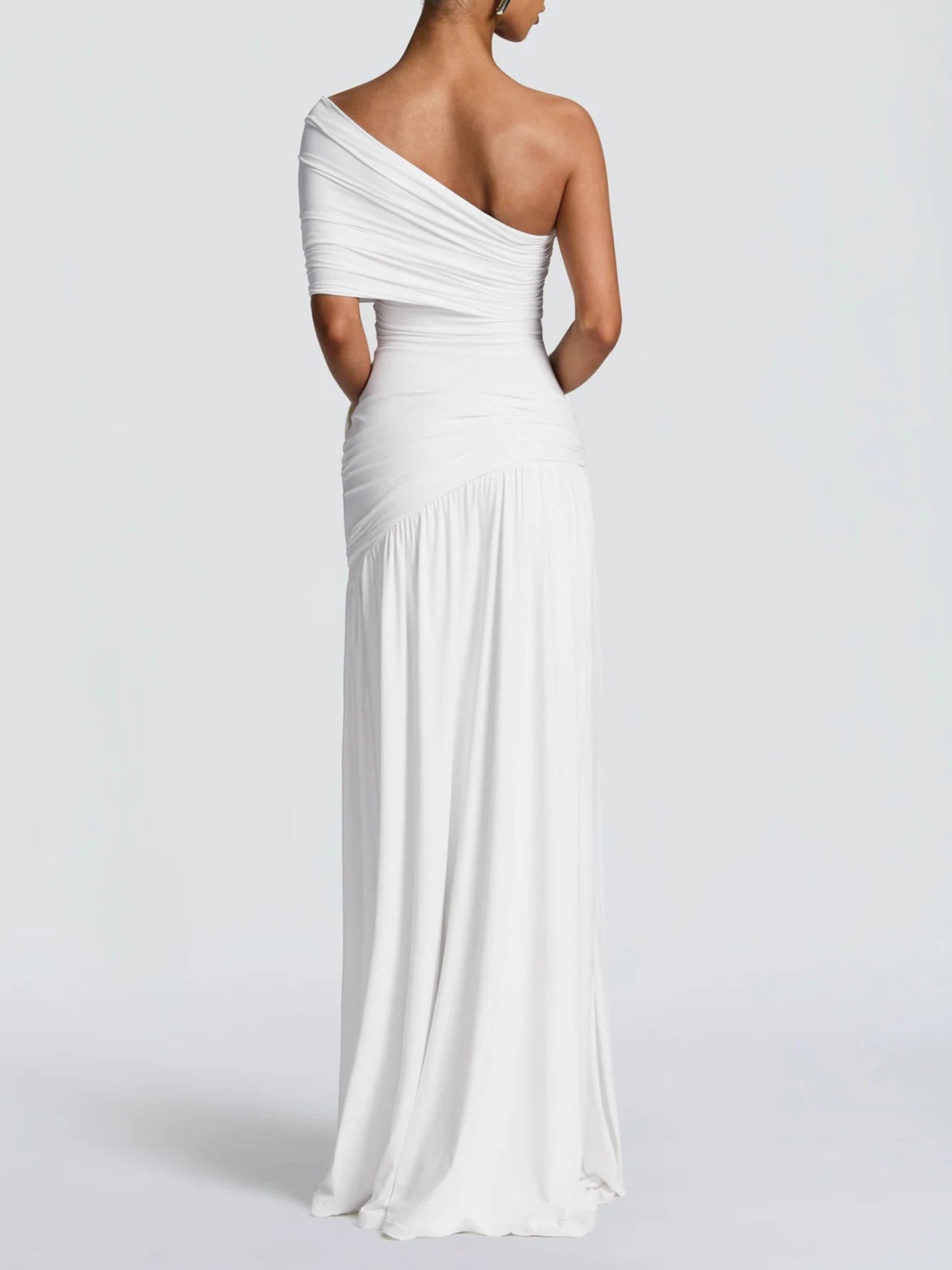 Sexy Solid Color Slit Ruffle Hip Dress