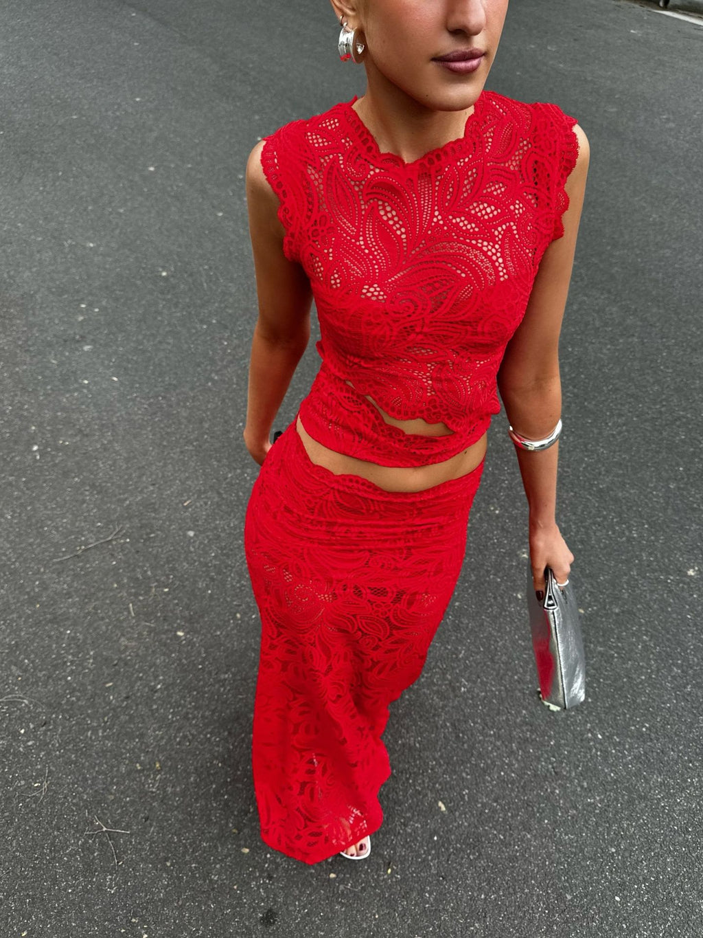 Hollow Out Irregular Sexy Red Fishtail Dress