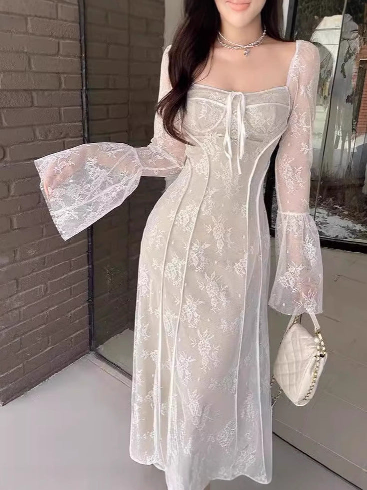 Long-sleeved Pure Desire Style Slim Fit Backless Dress