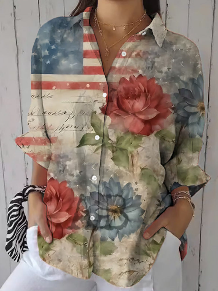 Women's Summer Casual Floral Shirt Little Daisy Blouse