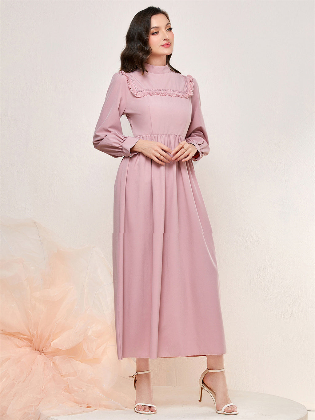 Women's Flow Su Stitching Stand Collar Fashion Dress