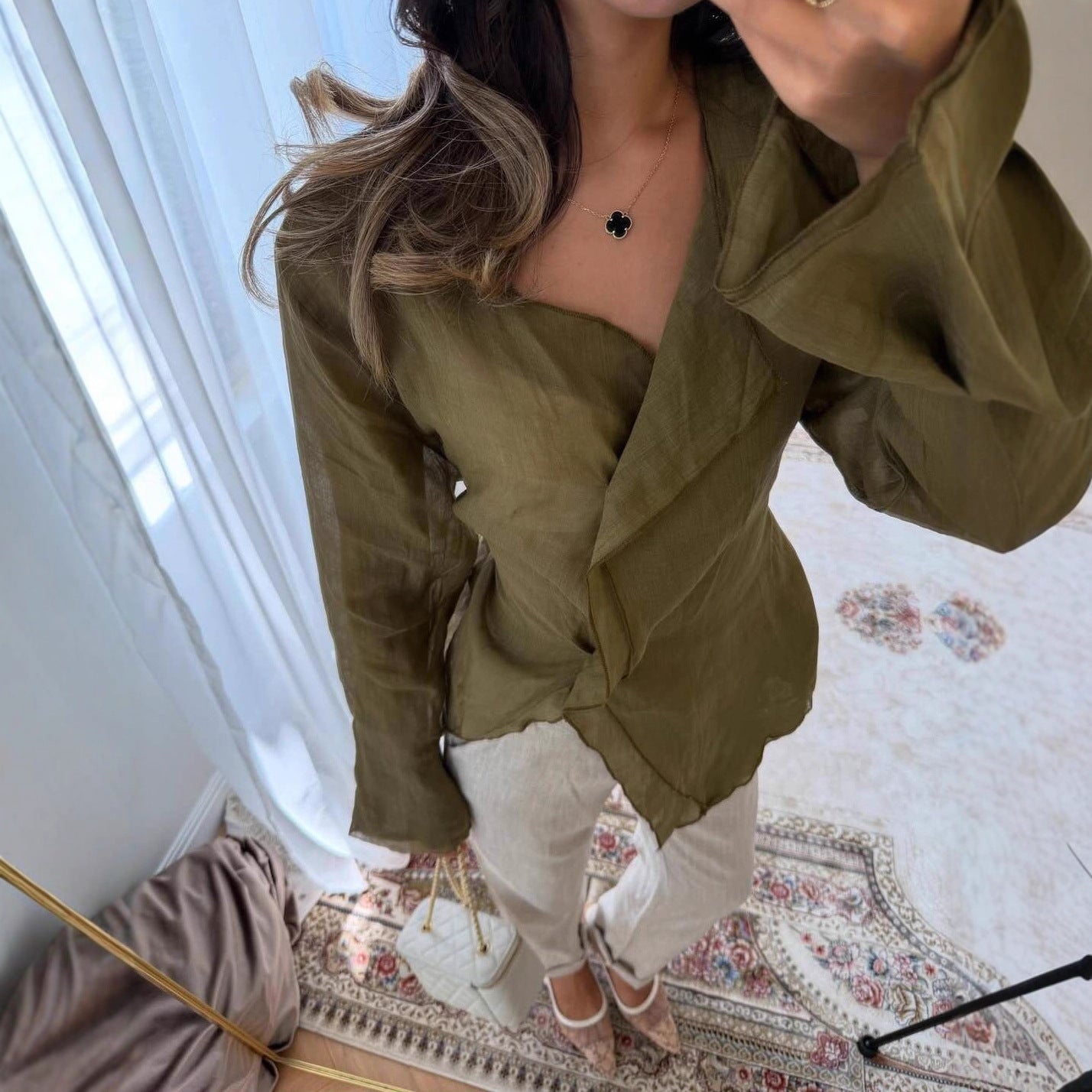 Women's Irregular Versatile Casual Long Sleeve Shirt Blouse