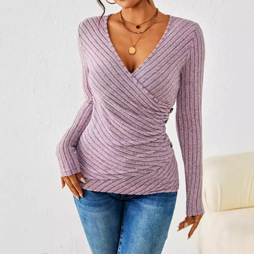 Glamorous Women's Solid Color Casual Long-sleeved Tops