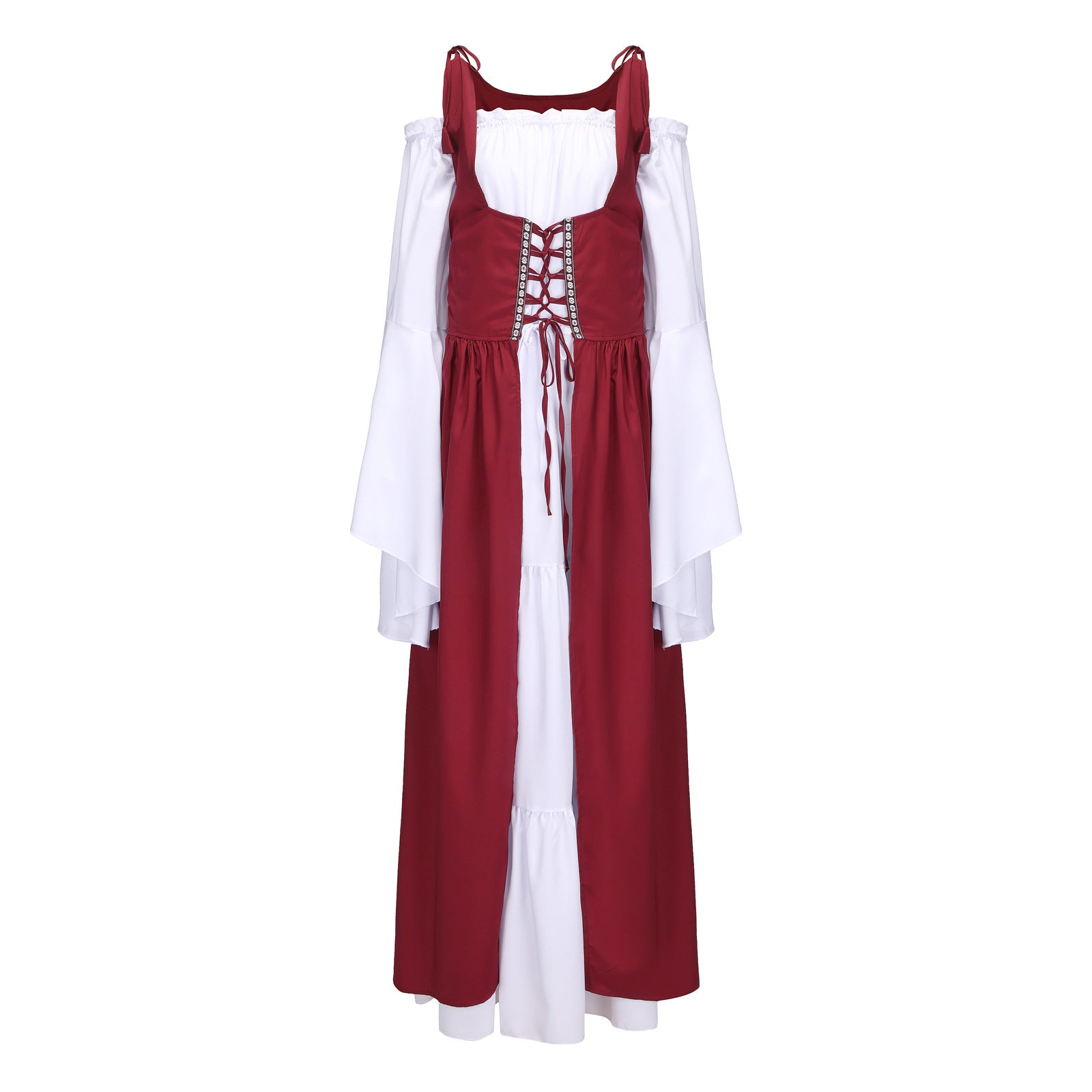 Square Collar Tied Waist Medieval Renaissance Dress