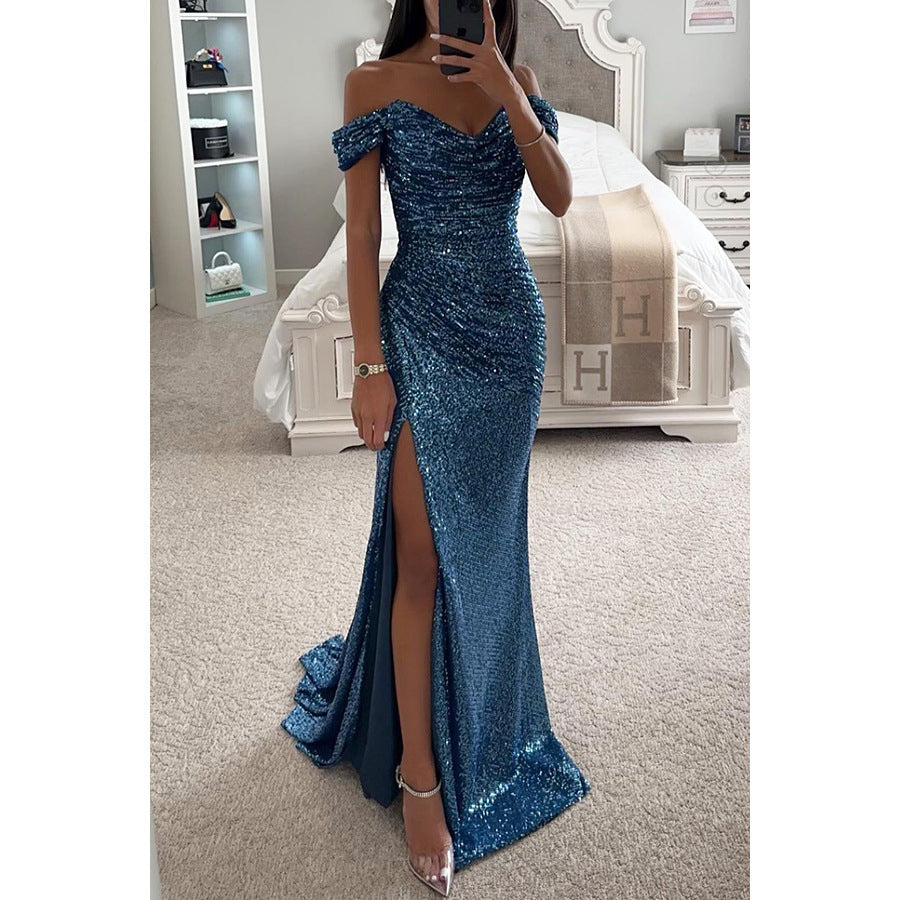 Women's Party Sequins Split Casual Fashion Dress