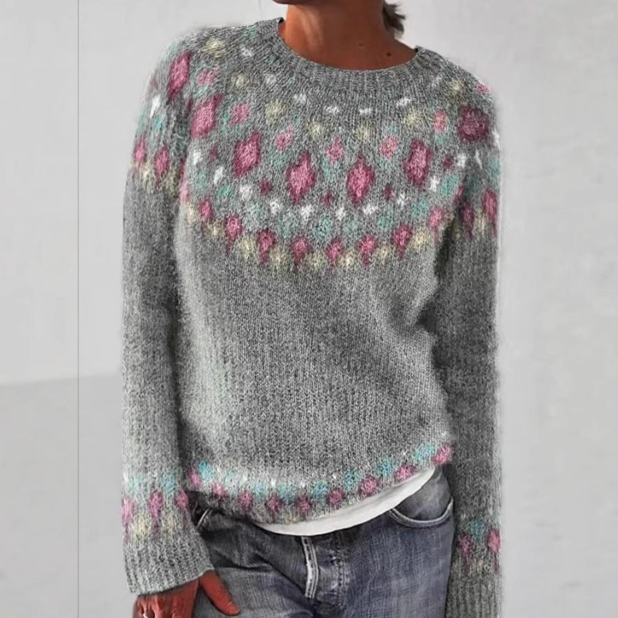 Women's Round Neck Multicolor Loose Fashion Pullover Women's Sweater