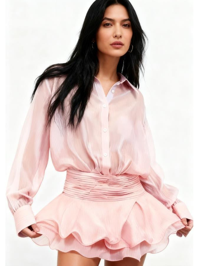 Women's Fashion Wear A- Hem Ruffled Shirt Dress