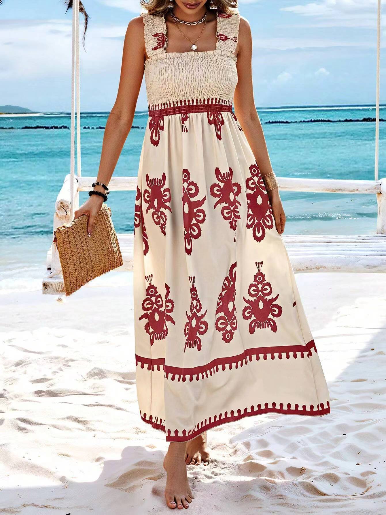 Unique Women's Beach Holiday Style Printing Dress