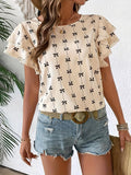 Women's Pullover Round Neck Chiffon Shirt Fashion Trend Printed Blouse