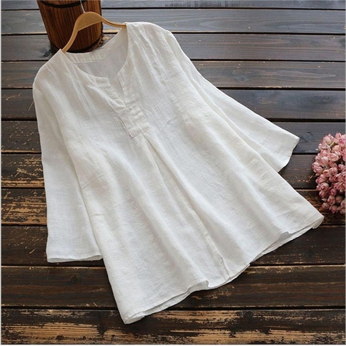 Women's Three-quarter Sleeve Solid Color Large Casual Tops