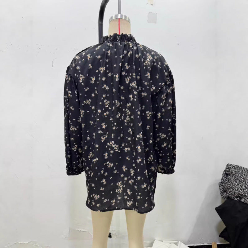 Women's Spring Fashion French Little Daisy Floral Blouse