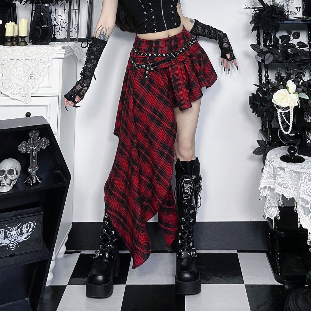 Irregular Plaid Elegant Hot Slim Fit Dark Skirt