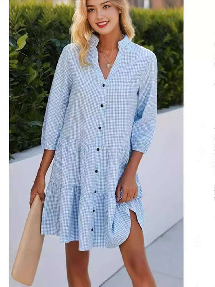 Fashion Plaid Stand Collar Split Sleeve Cardigans
