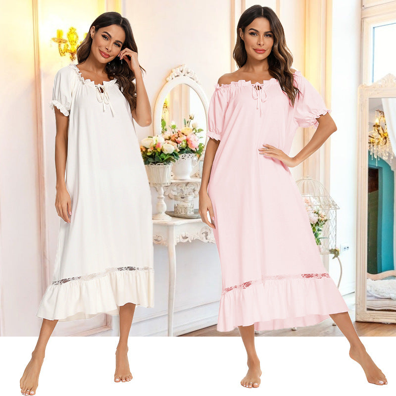 Versatile Women's Pajamas Sleeve Nightdress Comfortable Dress