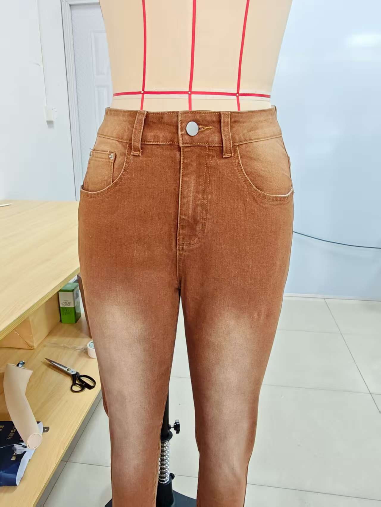 Creative Autumn High Waist Straight Brown Women's Jeans