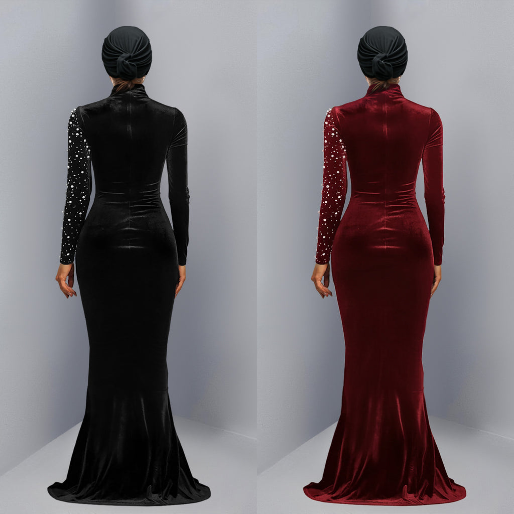 Women's Fashion Wear Elegant Veet Rhinestone Dress