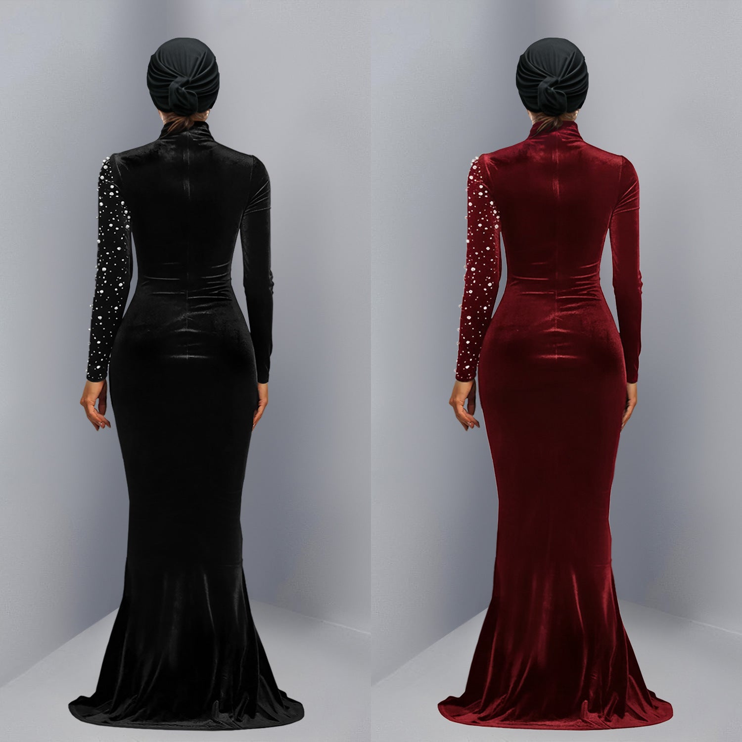 Women's Fashion Wear Elegant Veet Rhinestone Dress