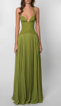 Women's Sexy Halter Backless Low Collar Fitted Waist Dress