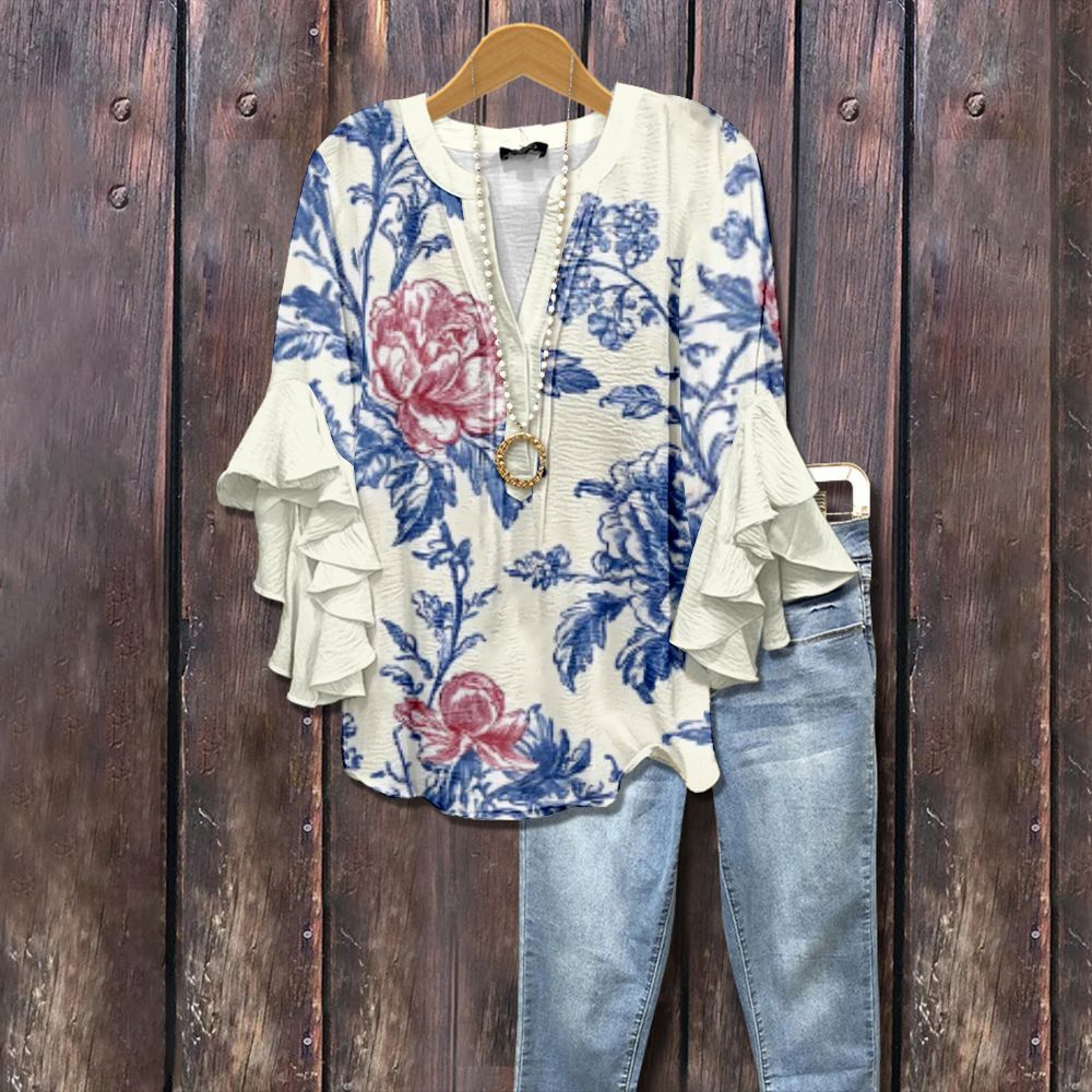 Women's Element Printing Digital Casual Trend Lotus Women's T-shirt