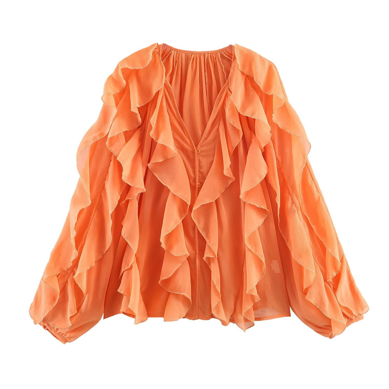 Spring Laminated Decoration Solid Color Shirt Blouse