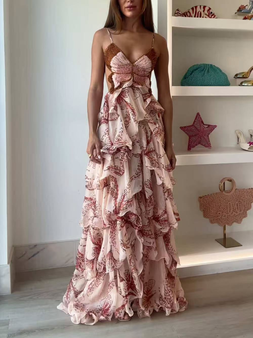 Women's Summer Fashion Ruffled Butterfly Long Skirts