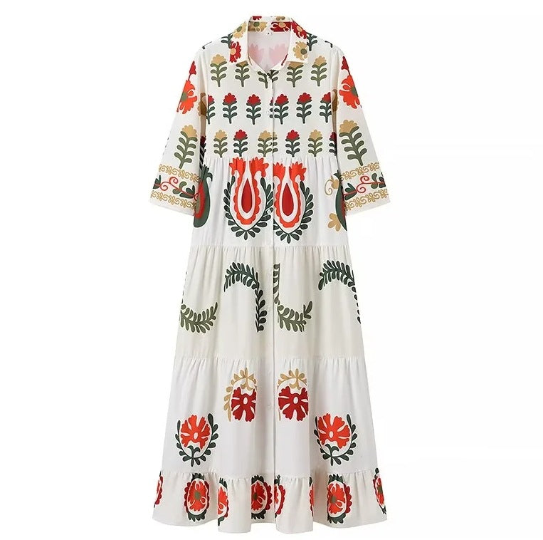 Attractive Durable Women's Positioning Printed Long Dress