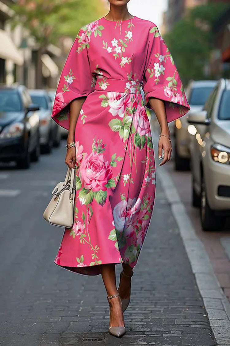 Classy Women's Floral Ocean Eternal Elegant Dress