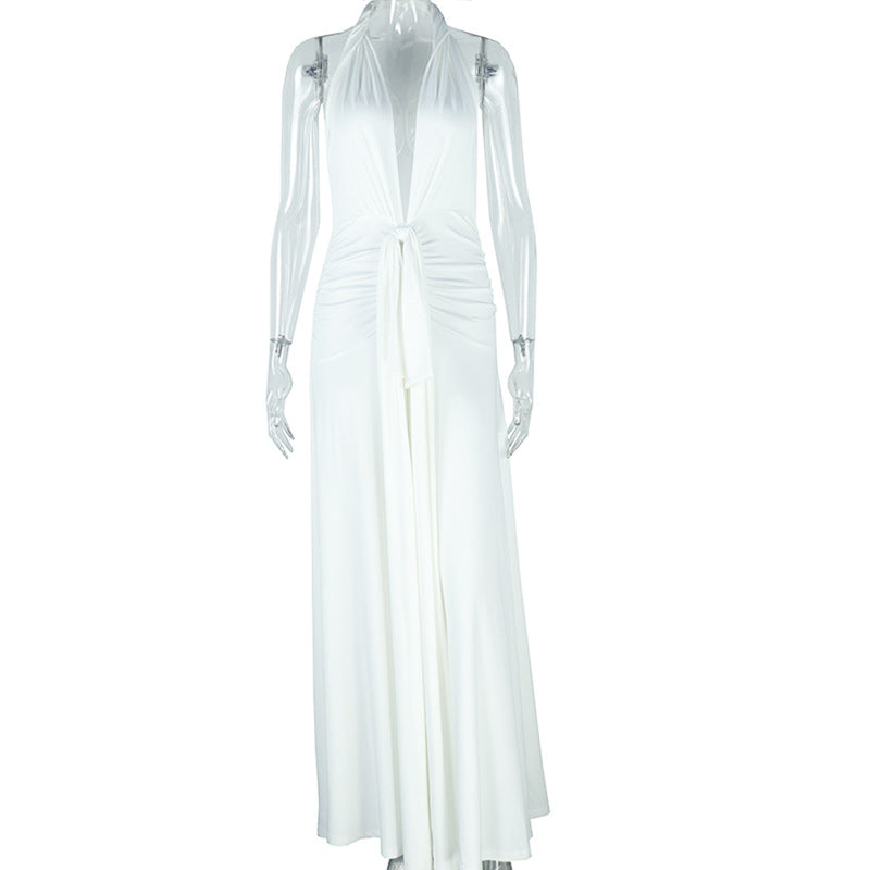 Women's Sexy Sleeveless Halter Backless Split Elegant Dress