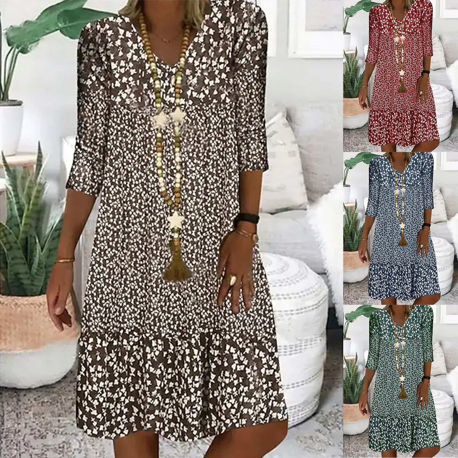 Creative Women's Summer Half Sleeves Mid-length Dress