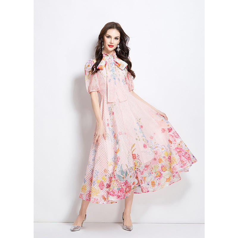 Elegant Fashion Temperament Vacation Oil Painting Dress