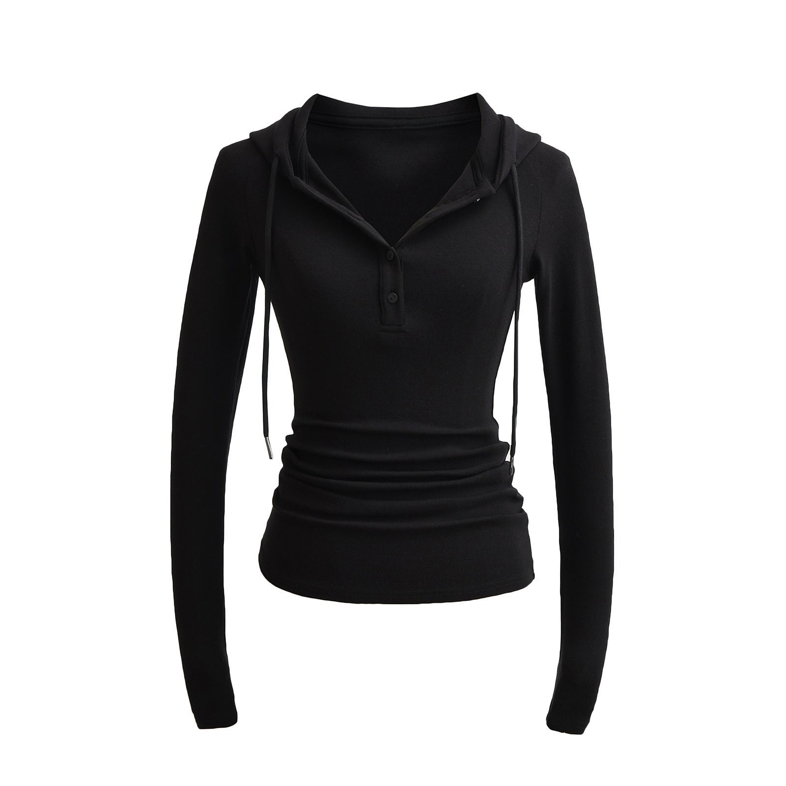 Women's Hoodie With Drawstrings Bottoming Long Waist Pleated High Women's T-shirt