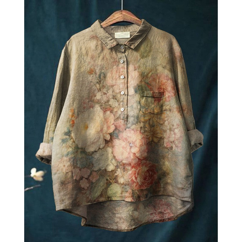 Casual Long Sleeve Shirt Animal Print Blouse
